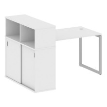 Стол письменный на О-образном м/к с опорным шкафом-купе Metal System Quattro 4x4 40БО.РС-СШК-3.2 белый, серый