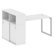 Стол письменный на О-образном м/к с опорным шкафом-купе Metal System Quattro 4x4 40БО.РС-СШК-3.3 белый, серый