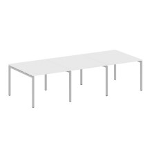 Переговорный стол, 3 столешницы на П-образном м/к Metal System Quattro 4x4 40БП.ПРГ-3.1 белый, серый