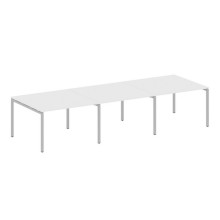 Переговорный стол, 3 столешницы на П-образном м/к Metal System Quattro 4x4 40БП.ПРГ-3.2 белый, серый