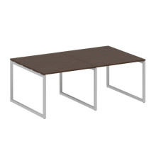 Переговорный стол, 2 столешницы на О-образном м/к Metal System Quattro 4x4 40БО.ПРГ-2.1 венге цаво, серый