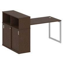 Стол письменный на О-образном м/к с опорным шкафом-купе Metal System Quattro 4x4 40БО.РС-СШК-3.3 венге цаво, серый